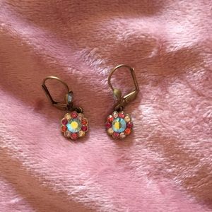 Hanging multicolored flower earrings
